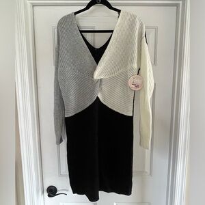 Colorblock Sweater Dress - Gray, Black, and Cream- Size XL Juniors